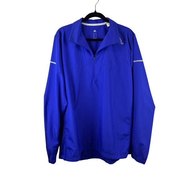 Adidas Windbreaker Running Jacket 1/4 Zip Men's L Blue - Picture 1 of 5